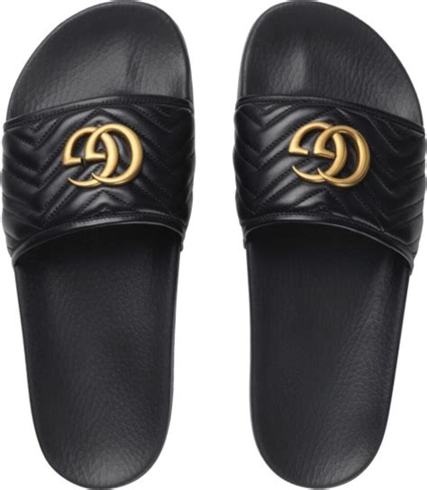 black and gold gucci slides